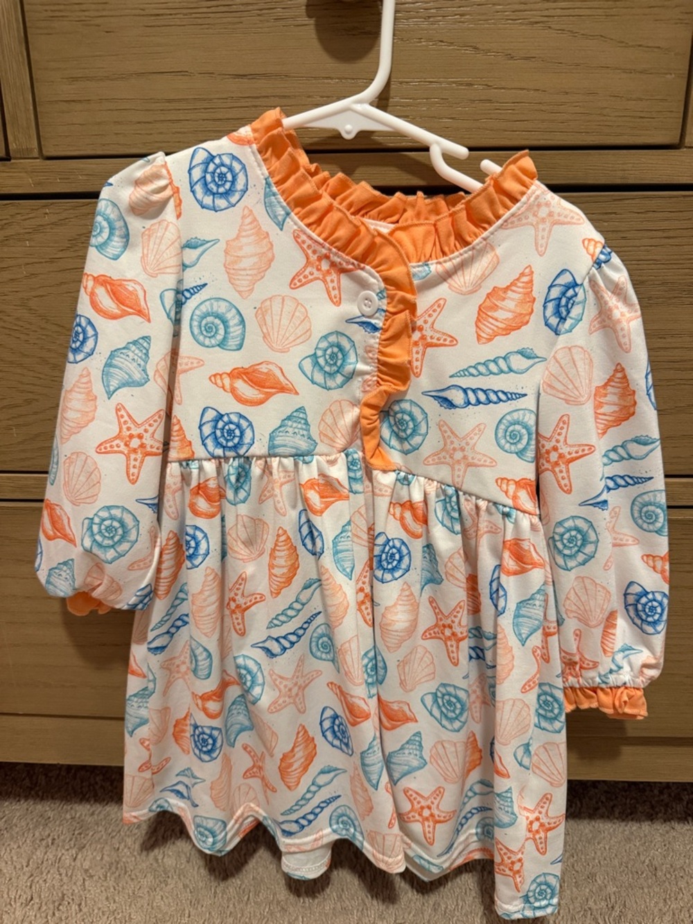Source Unknown Orange & Blue Seashell Print Casual Dress for Kids
